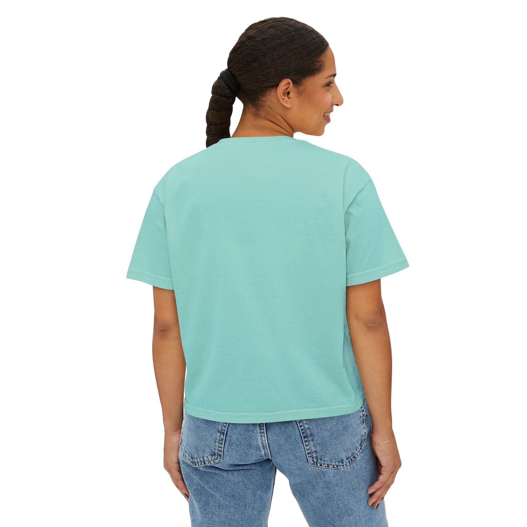 Afro Chic Women's Boxy Tee — Retro Black Woman Graphic "Print It Your Way"