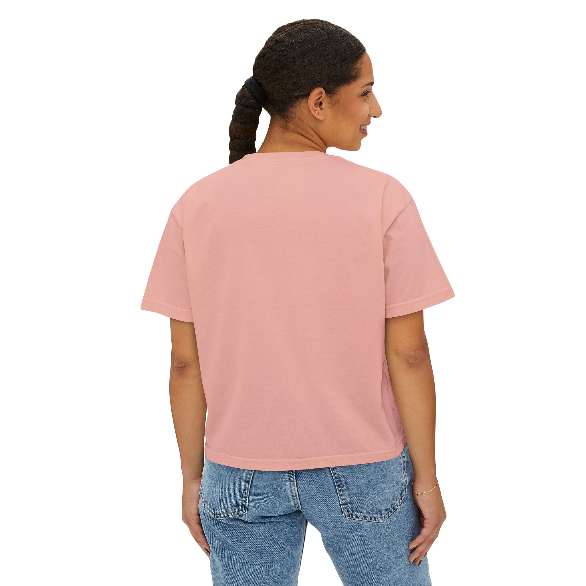 Afro Chic Women's Boxy Tee — Retro Black Woman Graphic "Print It Your Way"