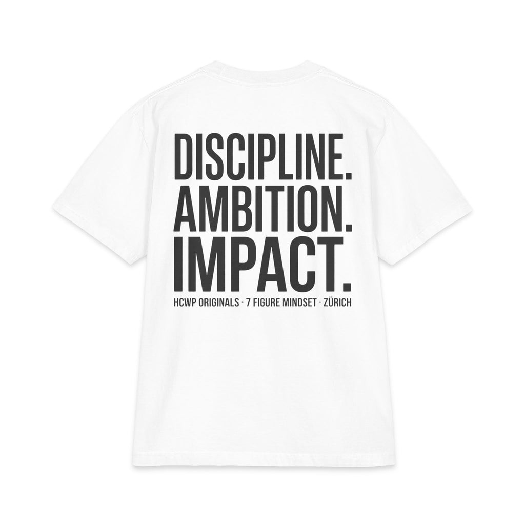 HCWP Originals Discipline Ambition Impact Tee SS26 — Flat Lay Front